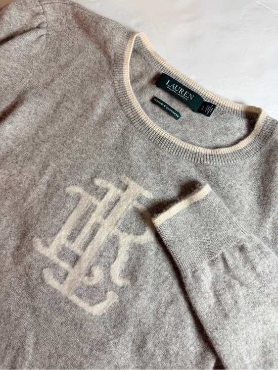 Lauren Ralph Lauren Sweaters - Lauren Ralph Lauren LRL Women's Monogrammed Washable Cashmere Sweater Large Gray